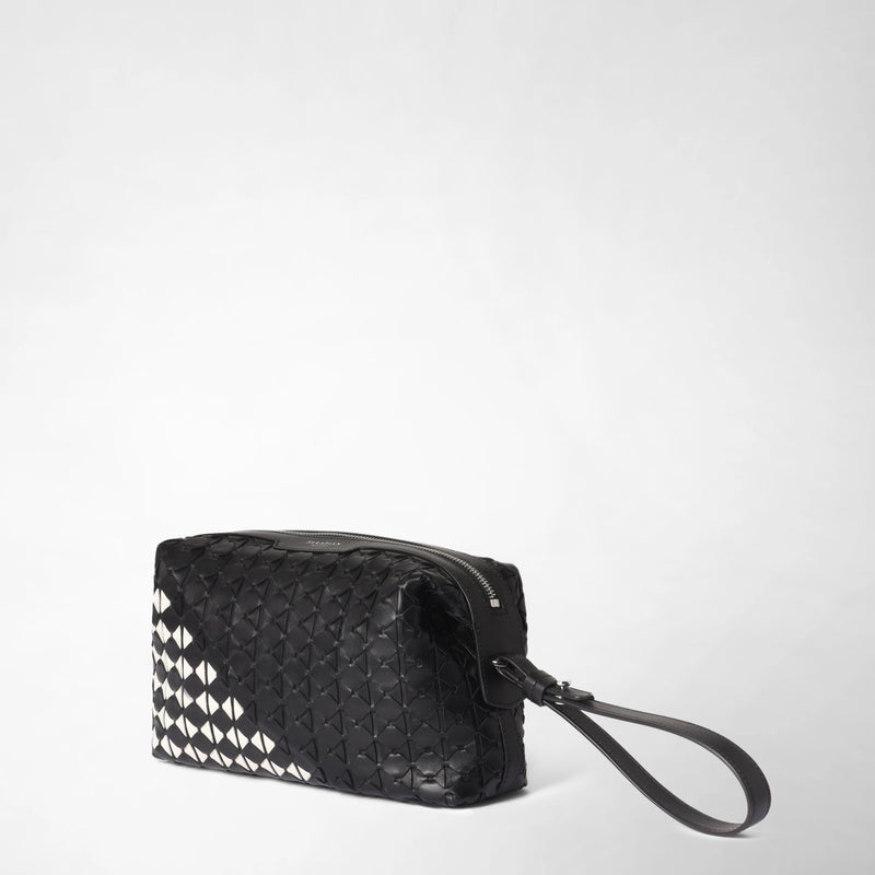 2-in-1 clutch in mosaico mestieri d'arte - black/off-white