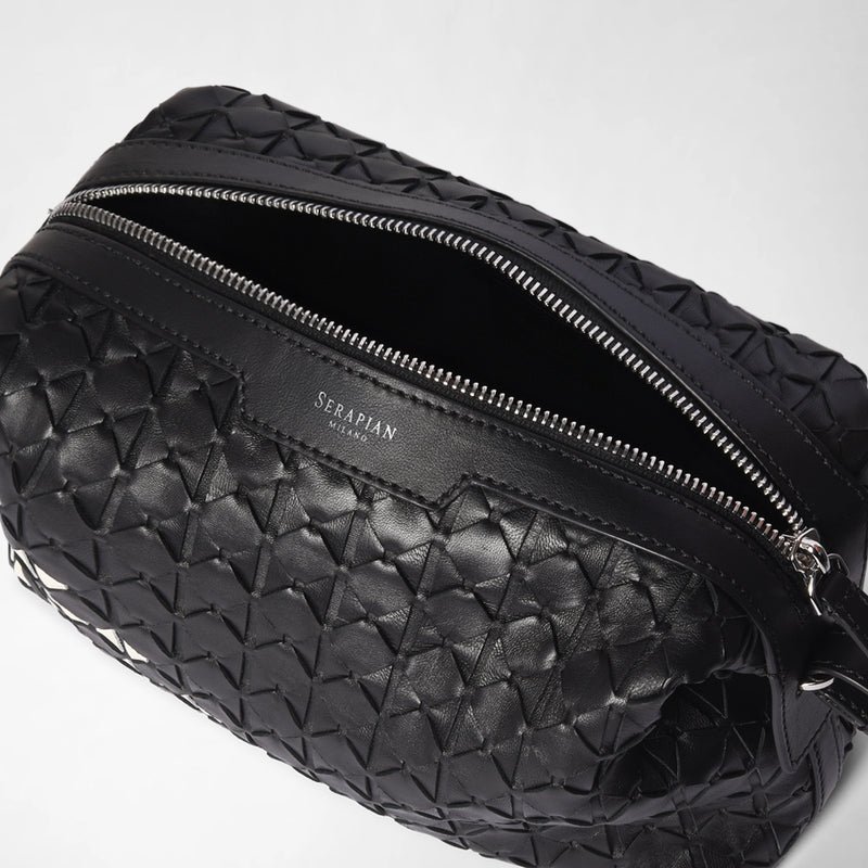 2-in-1 clutch in mosaico mestieri d'arte - black/off-white