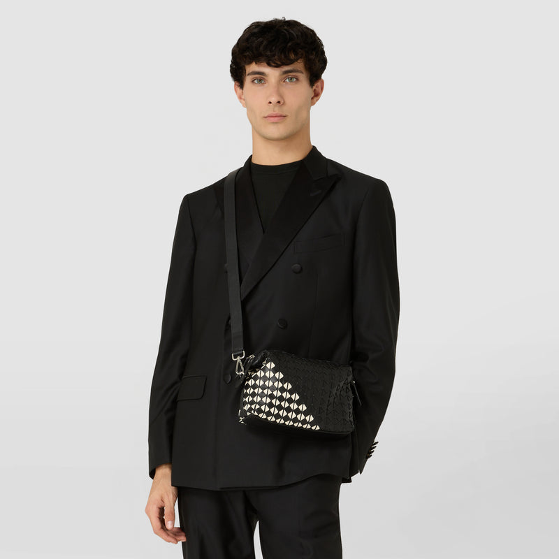 2-in-1 clutch in mosaico mestieri d'arte - black/off-white