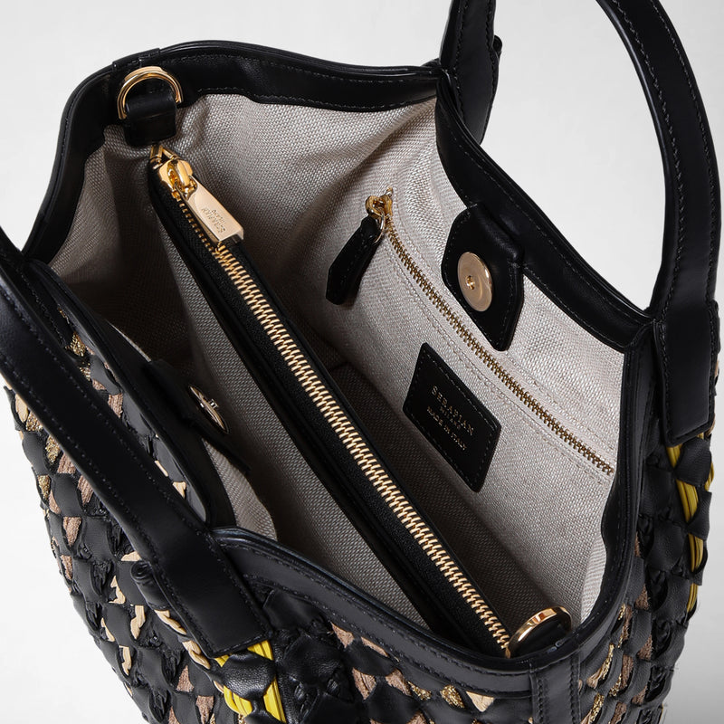Mini secret bag in mosaico mestieri d'arte - black