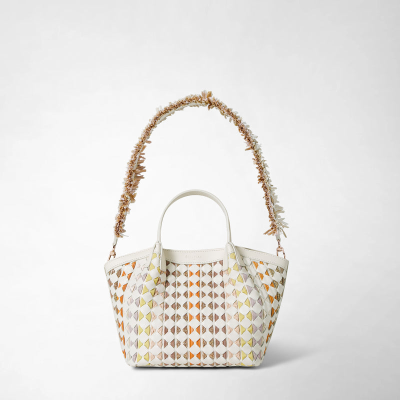 Mini secret bag in mosaico mestieri d'arte - off-white