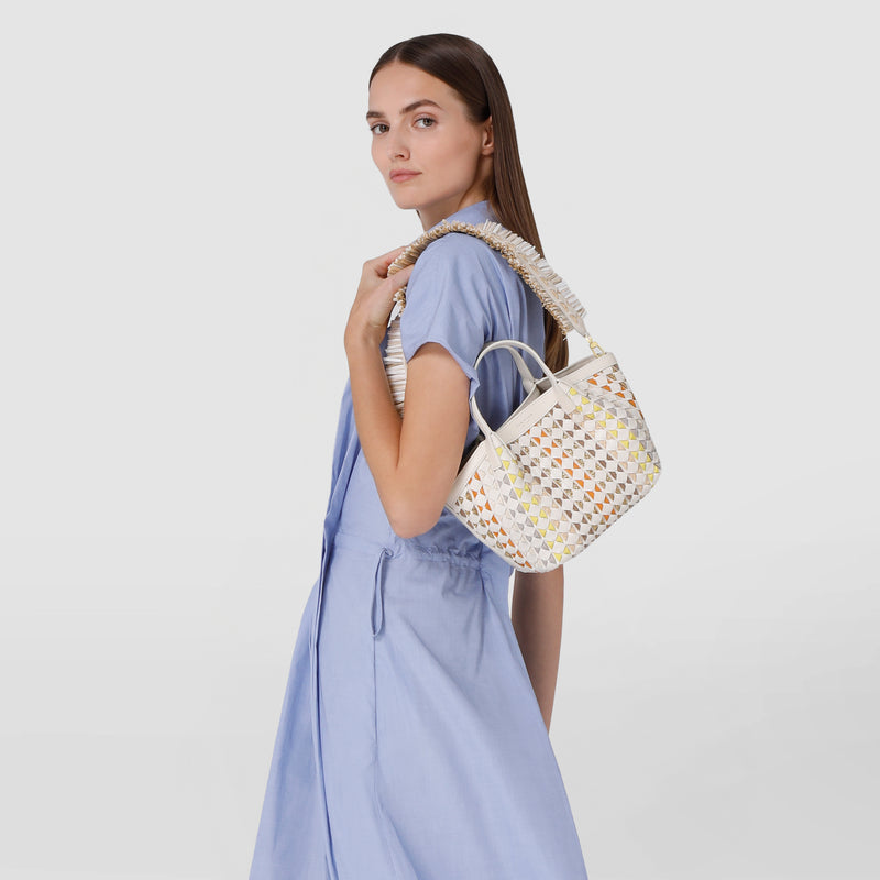 Mini secret bag in mosaico mestieri d'arte - off-white