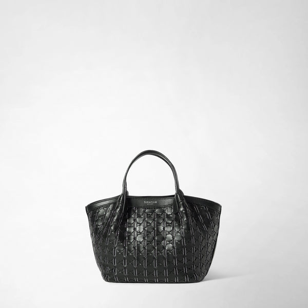 Mini secret bag in mosaico microchain - black