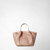 Sac secret mini en mosaico et elaphe - golden pink
