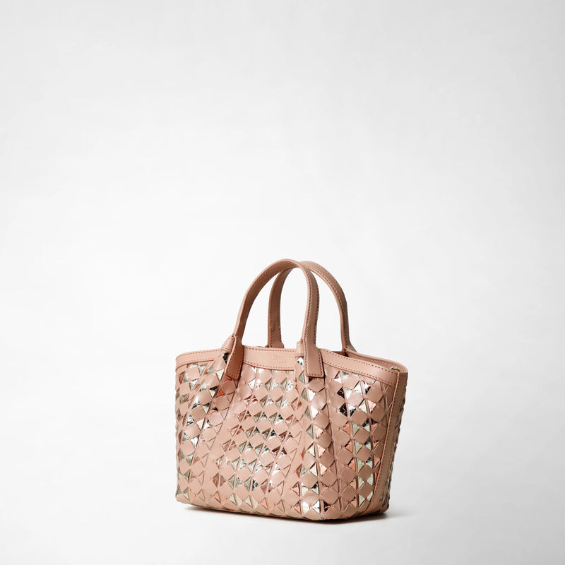 Sac secret mini en mosaico et elaphe - golden pink