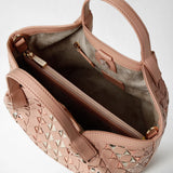 Sac secret mini en mosaico et elaphe - golden pink
