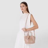 Sac secret mini en mosaico et elaphe - golden pink