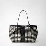 Sac cabas secret small en mosaico et elaphe - black/off white