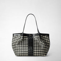 SAC CABAS SECRET SMALL EN MOSAICO ET ELAPHE Black/Off White