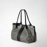 Sac cabas secret small en mosaico et elaphe - black/off white