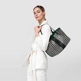 Sac cabas secret small en mosaico et elaphe - black/off-white/emerald