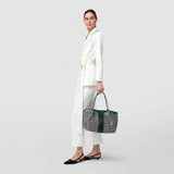 Sac cabas secret small en mosaico et elaphe - black/off-white/emerald