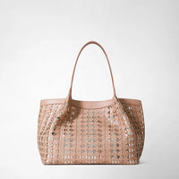 SAC CABAS SECRET SMALL EN MOSAICO ET ELAPHE Golden Pink
