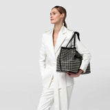 Secret tote bag in mosaico and elaphe - black/off-white