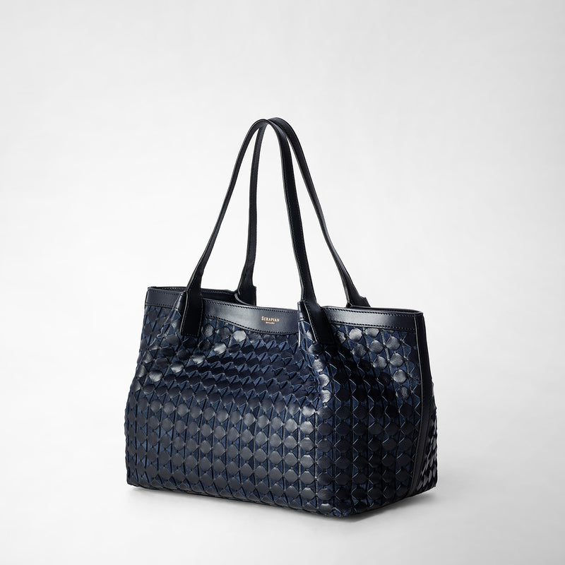 Small secret tote bag in mosaico - midnight blue