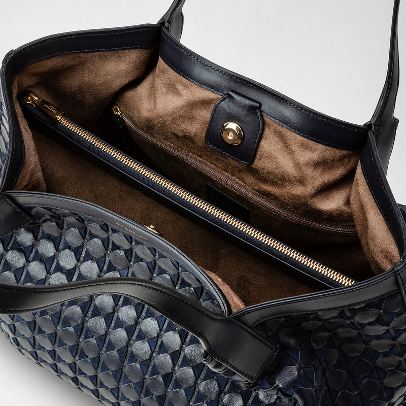 Small secret tote bag in mosaico - midnight blue