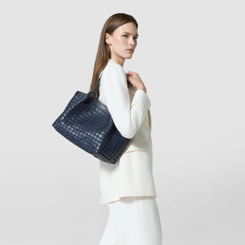 Small secret tote bag in mosaico - midnight blue