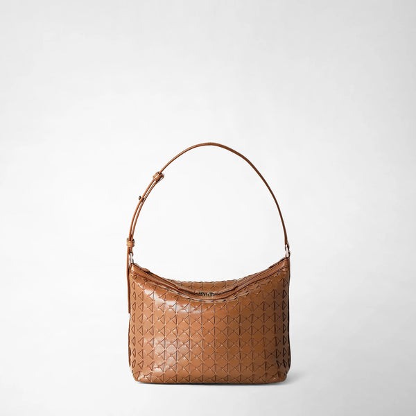 Small anì shoulder bag in mosaico - tan