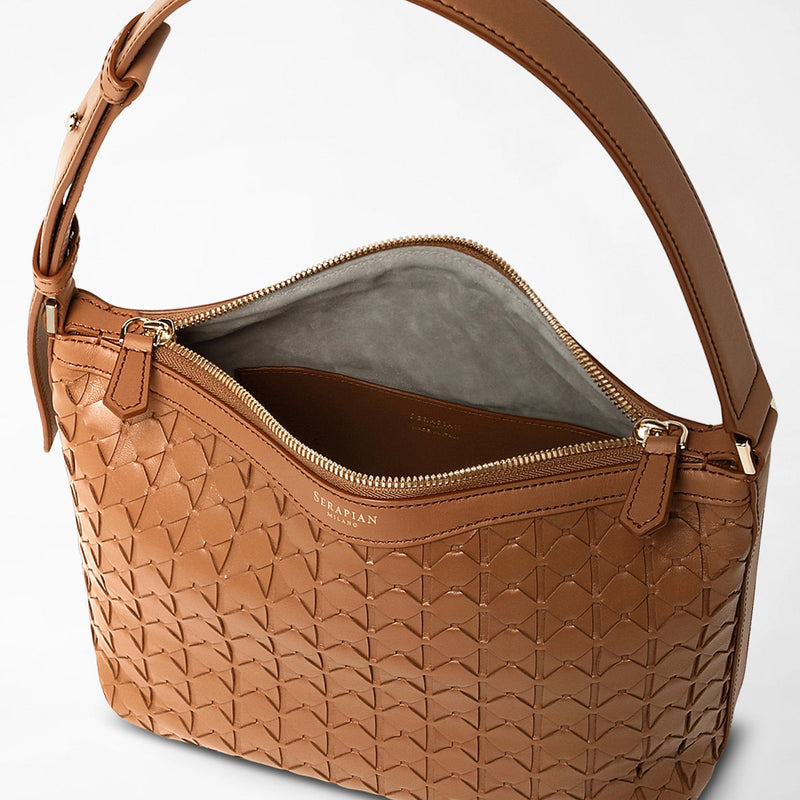 Small anì shoulder bag in mosaico - tan