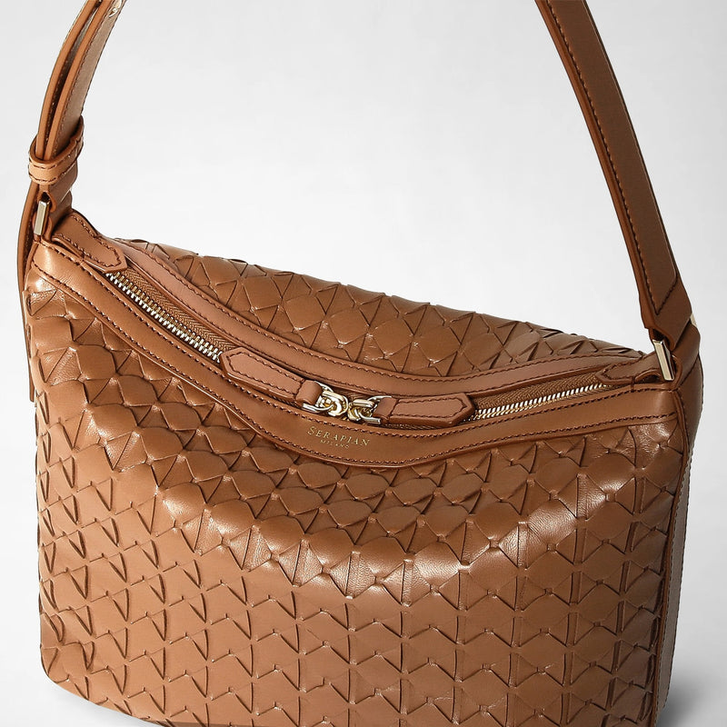 Small anì shoulder bag in mosaico - tan