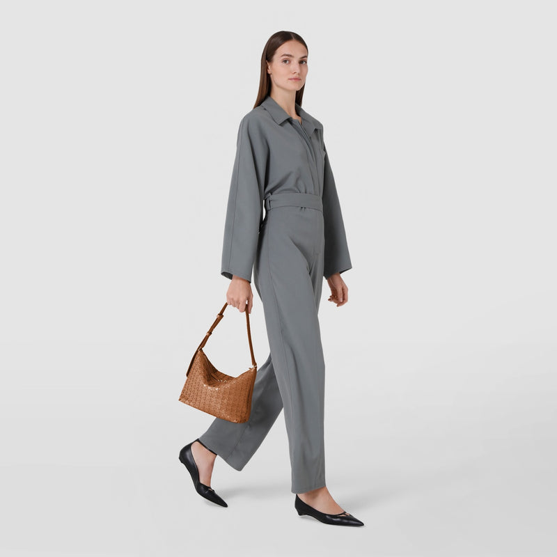 Small anì shoulder bag in mosaico - tan