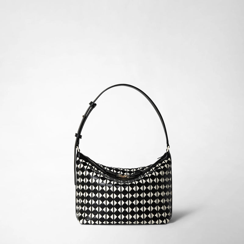 Small ani shoulder bag in mosaico - black/off-white
