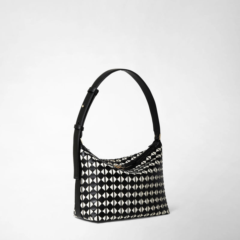 Small ani shoulder bag in mosaico - black/off-white