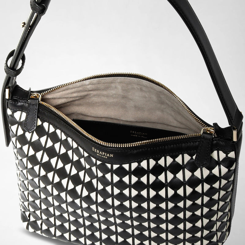 Small ani shoulder bag in mosaico - black/off-white