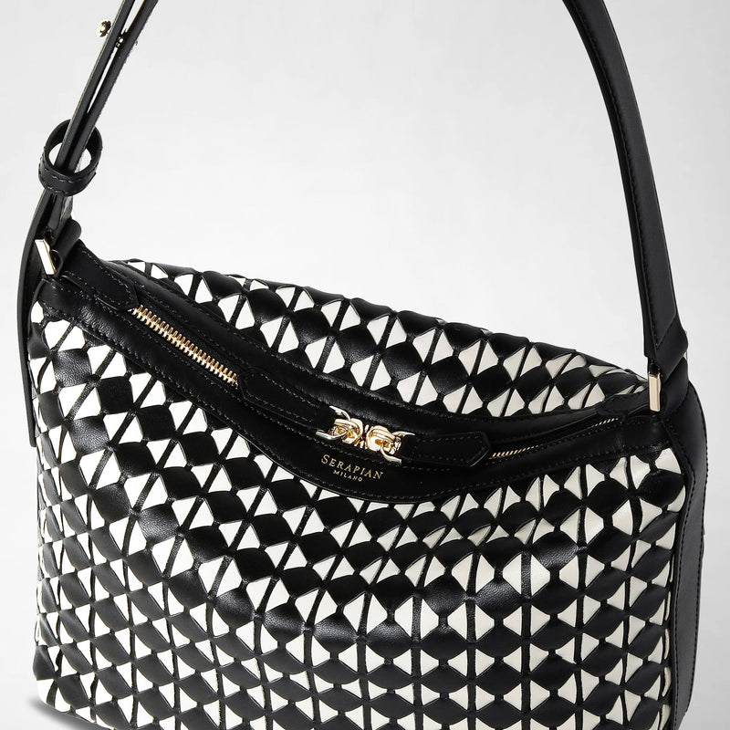 Small ani shoulder bag in mosaico - black/off-white