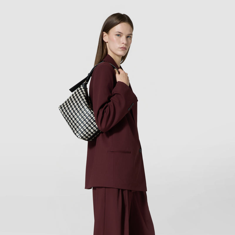 Small ani shoulder bag in mosaico - black/off-white