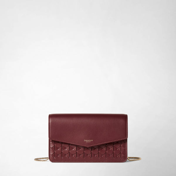 Clutch with chain in mosaico - rosewood