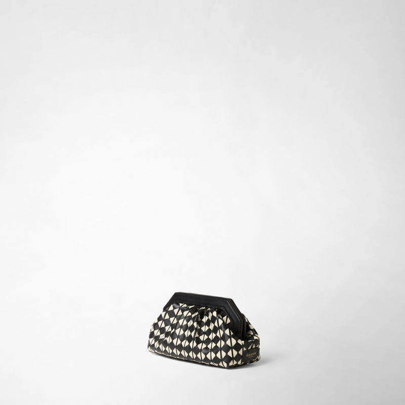 Mini secret clutch bag in mosaico - black/off-white