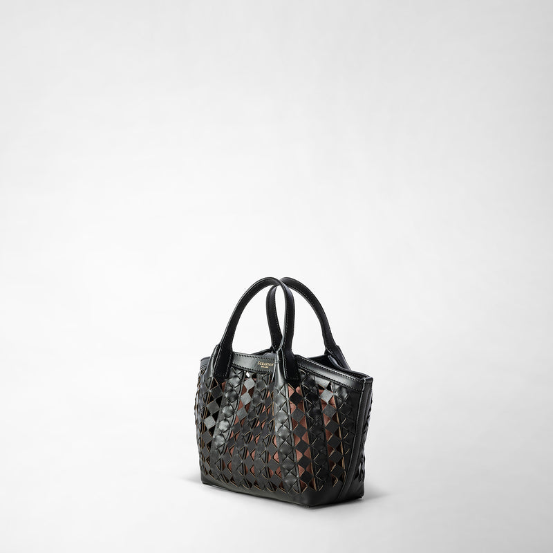 Sac secret mini en mosaico see through - black/blush