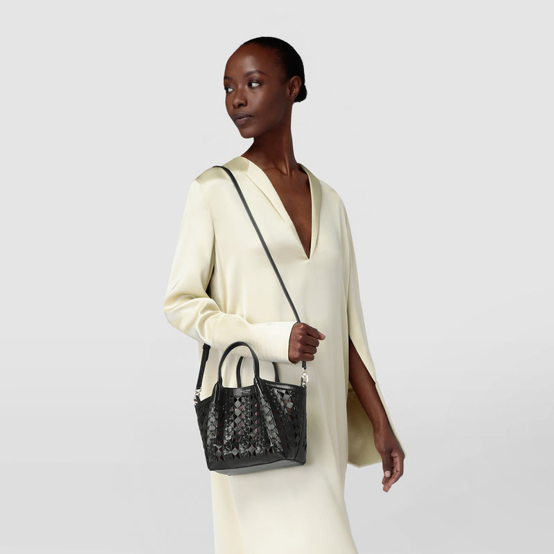Sac secret mini en mosaico see through - black/blush