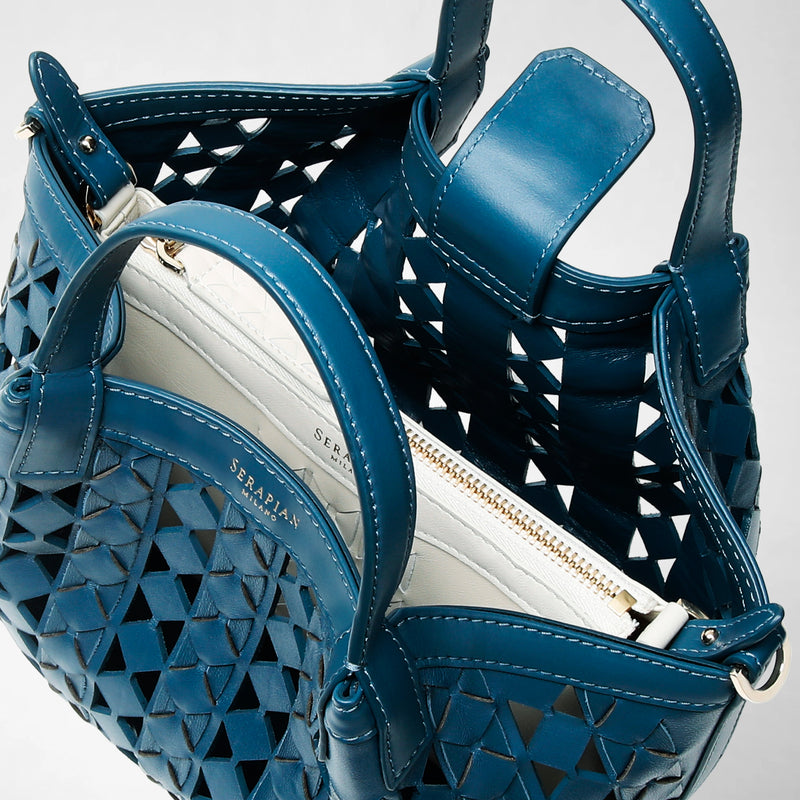 Mini secret bag in mosaico see through - blue jeans/off-white