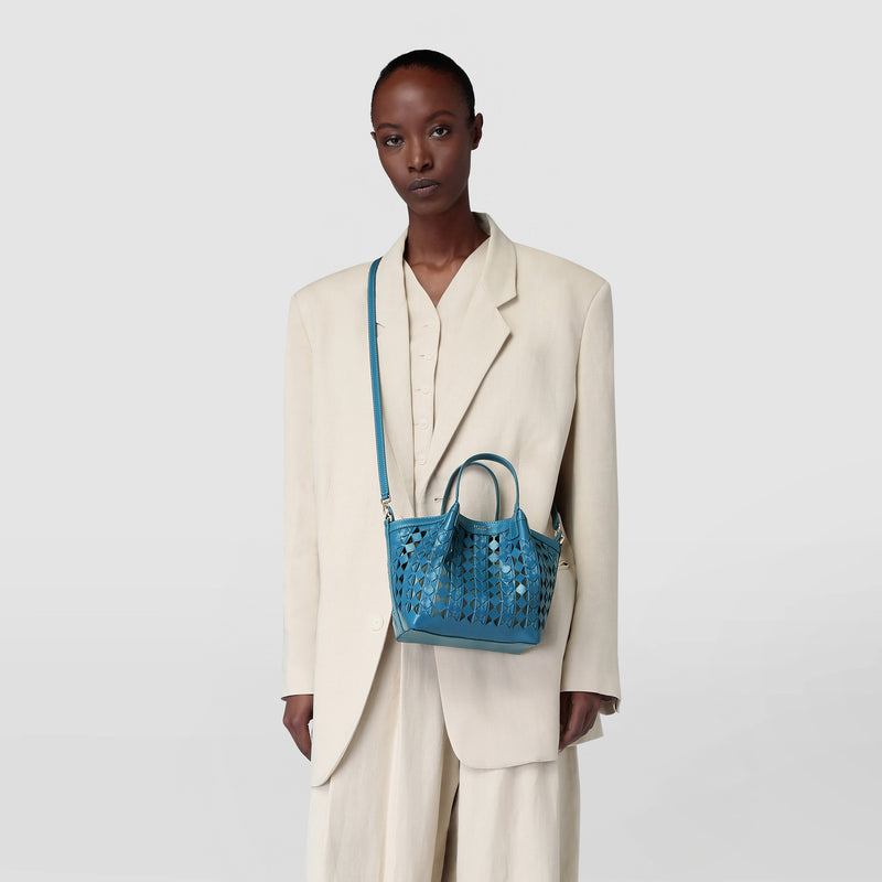 Mini secret bag in mosaico see through - blue jeans/off-white