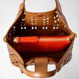 Mini secret bag in mosaico see through - tan/coral red