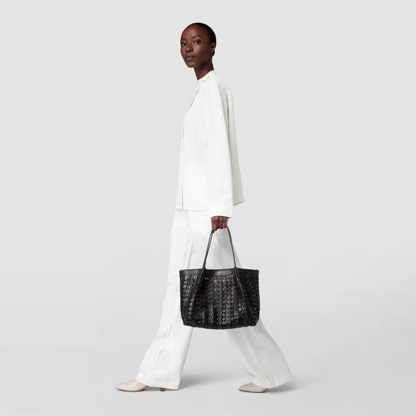 Sac cabas secret small en mosaico see through  - black/blush