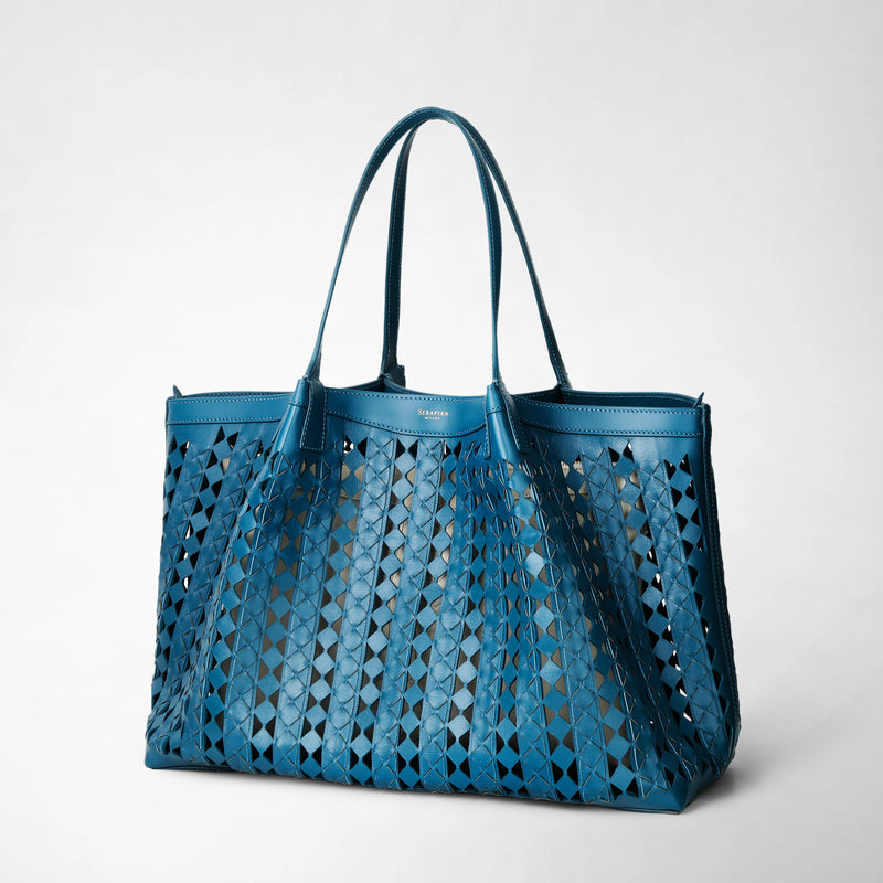 Secret tote bag in mosaico see through - blue jeans/off-white