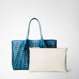 Secret tote bag in mosaico see through - blue jeans/off-white