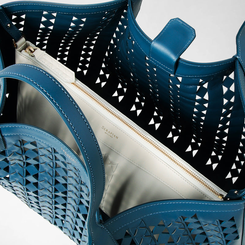 Secret tote bag in mosaico see through - blue jeans/off-white