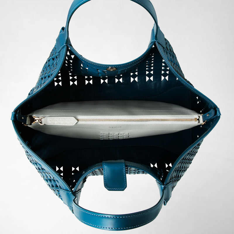Secret tote bag in mosaico see through - blue jeans/off-white