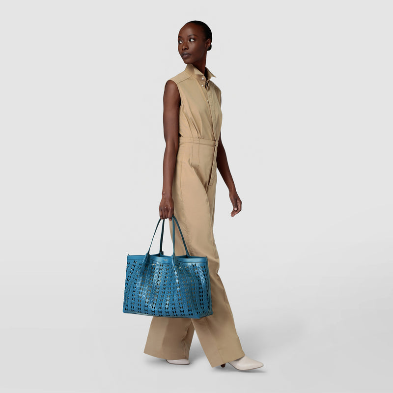 Secret tote bag in mosaico see through - blue jeans/off-white