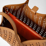 Secret tote bag in mosaico see through - tan/coral red