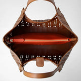 Secret tote bag in mosaico see through - tan/coral red