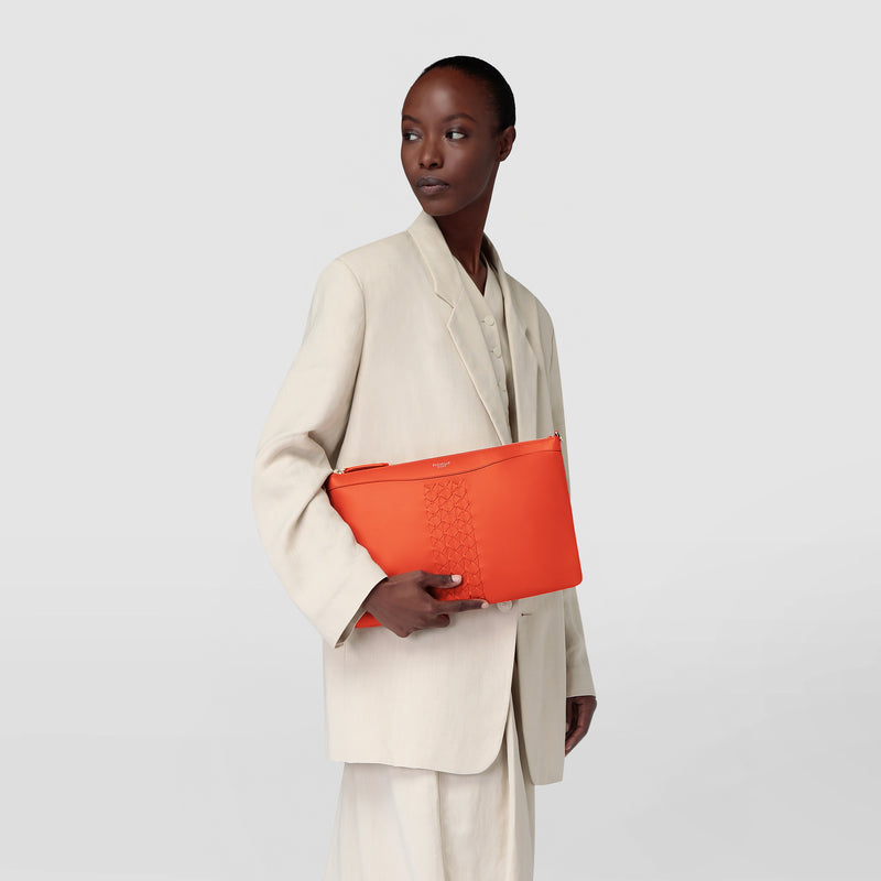 Secret tote bag in mosaico see through - tan/coral red
