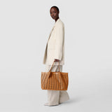 Secret tote bag in mosaico see through - tan/coral red