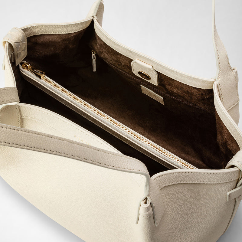 Sac cabas secret small en cuir rugiada - cream