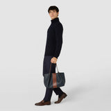 Small secret tote bag in stepan 72 - ocean blue/cuoio