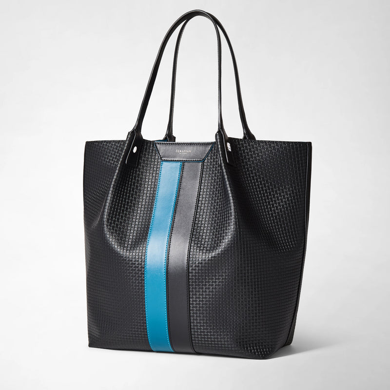 Vertical secret tote bag in stepan - black/petrol